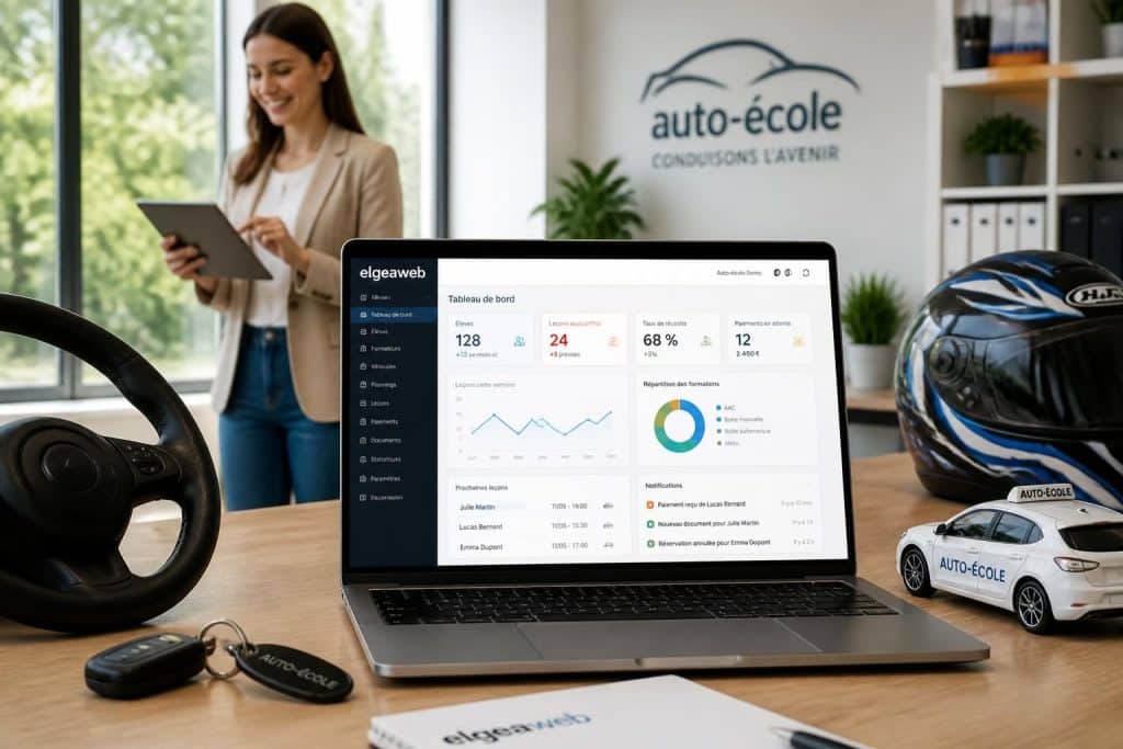 elgeaweb est un logiciel de gestion en ligne moderne et efficace, spécialement conçu pour faciliter l'organisation et le suivi des auto-écoles.